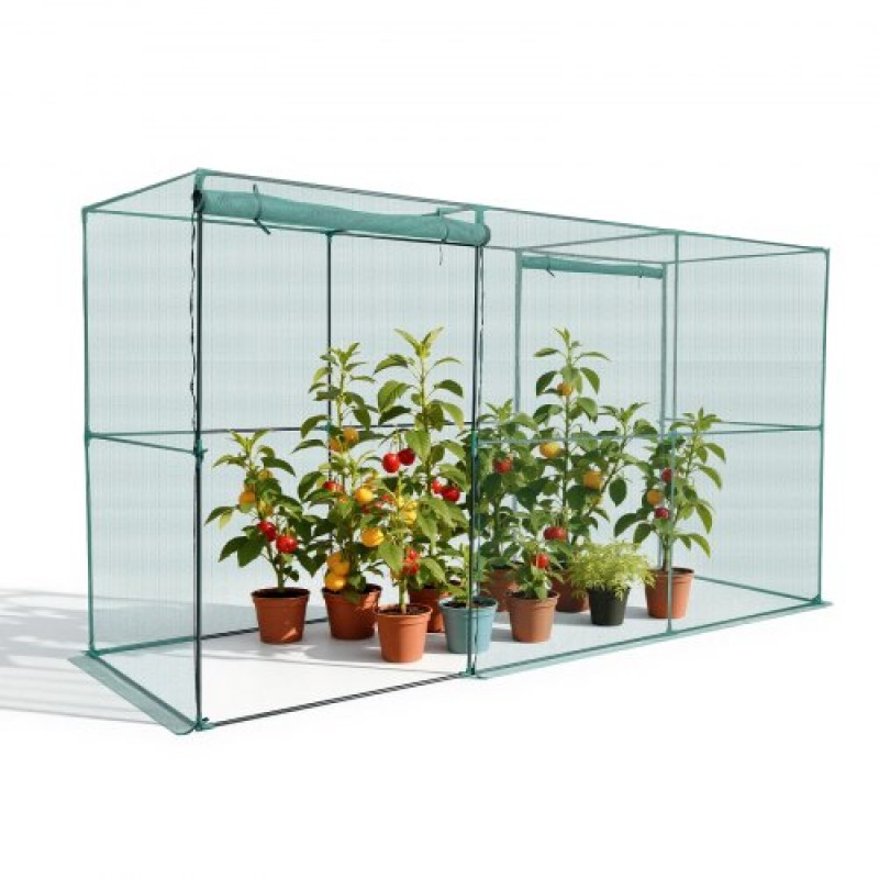 VEVOR Crop Cage, 3,56 x 1,2 x 1,94 m Σκηνή φυτοπροστασίας με πόρτα με φερμουάρ, ψηλό κλουβί καλλιέργειας ανθεκτικό στον άνεμο, εύκολο στην εγκατάσταση, υπαίθριο υπερυψωμένο κάλυμμα κρεβατιού, δίχτυ ντομάτας για γκαζόν βεράντας κήπου