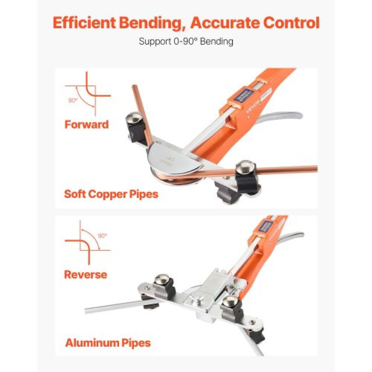 VEVOR Tubing Bender Kit, 6 mm έως 22 mm, Compact Bender Tube Ratcheting Tube Bender, Εργαλείο κάμψης προς τα εμπρός/όπισθεν, με 7 μήτρες από κράμα αλουμινίου, για επισκευή αυτοκινήτου ψύξης κλιματιστικών κλιματιστικών χαλκού HVAC