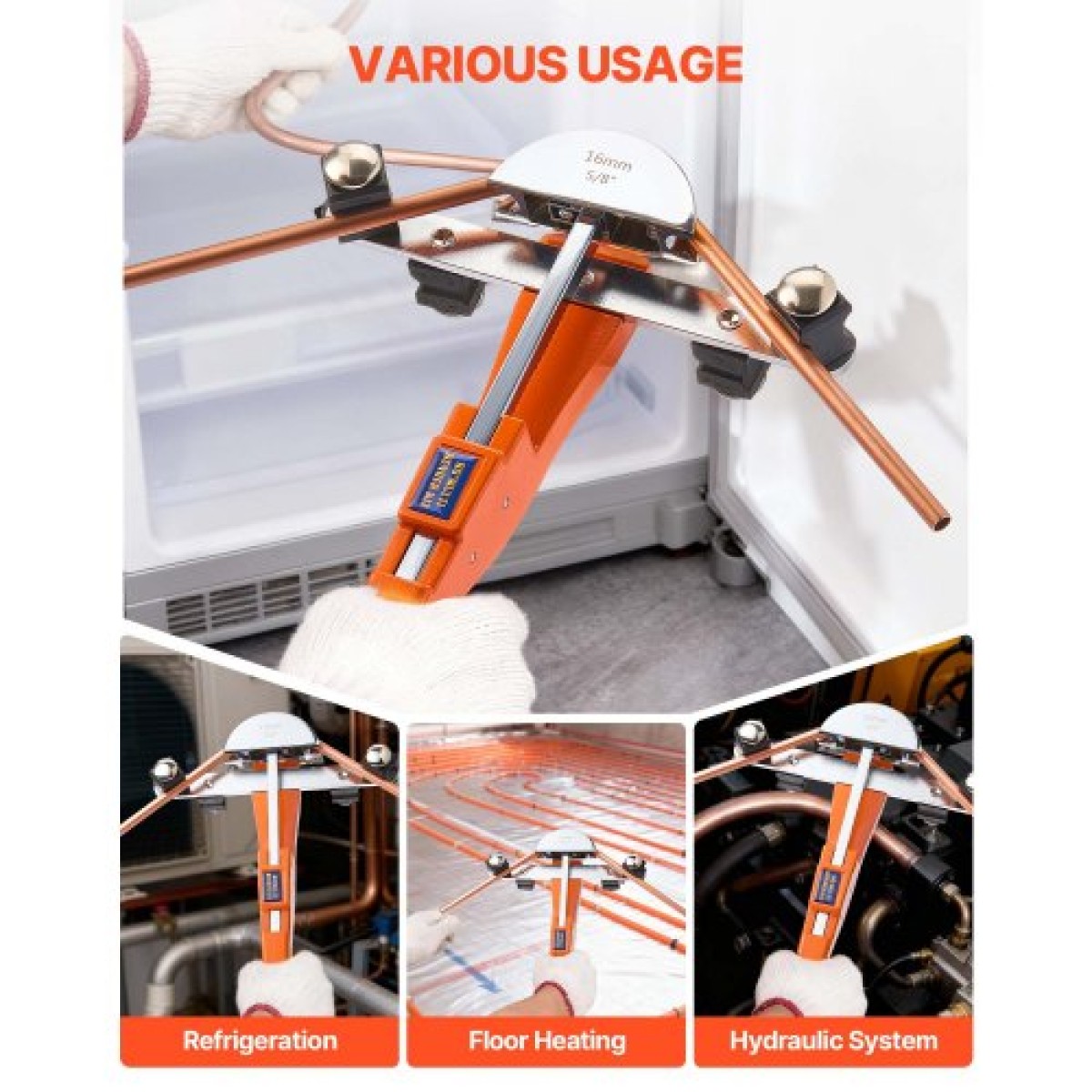 VEVOR Tubing Bender Kit, 6 mm έως 22 mm, Compact Bender Tube Ratcheting Tube Bender, Εργαλείο κάμψης προς τα εμπρός/όπισθεν, με 7 μήτρες από κράμα αλουμινίου, για επισκευή αυτοκινήτου ψύξης κλιματιστικών κλιματιστικών χαλκού HVAC