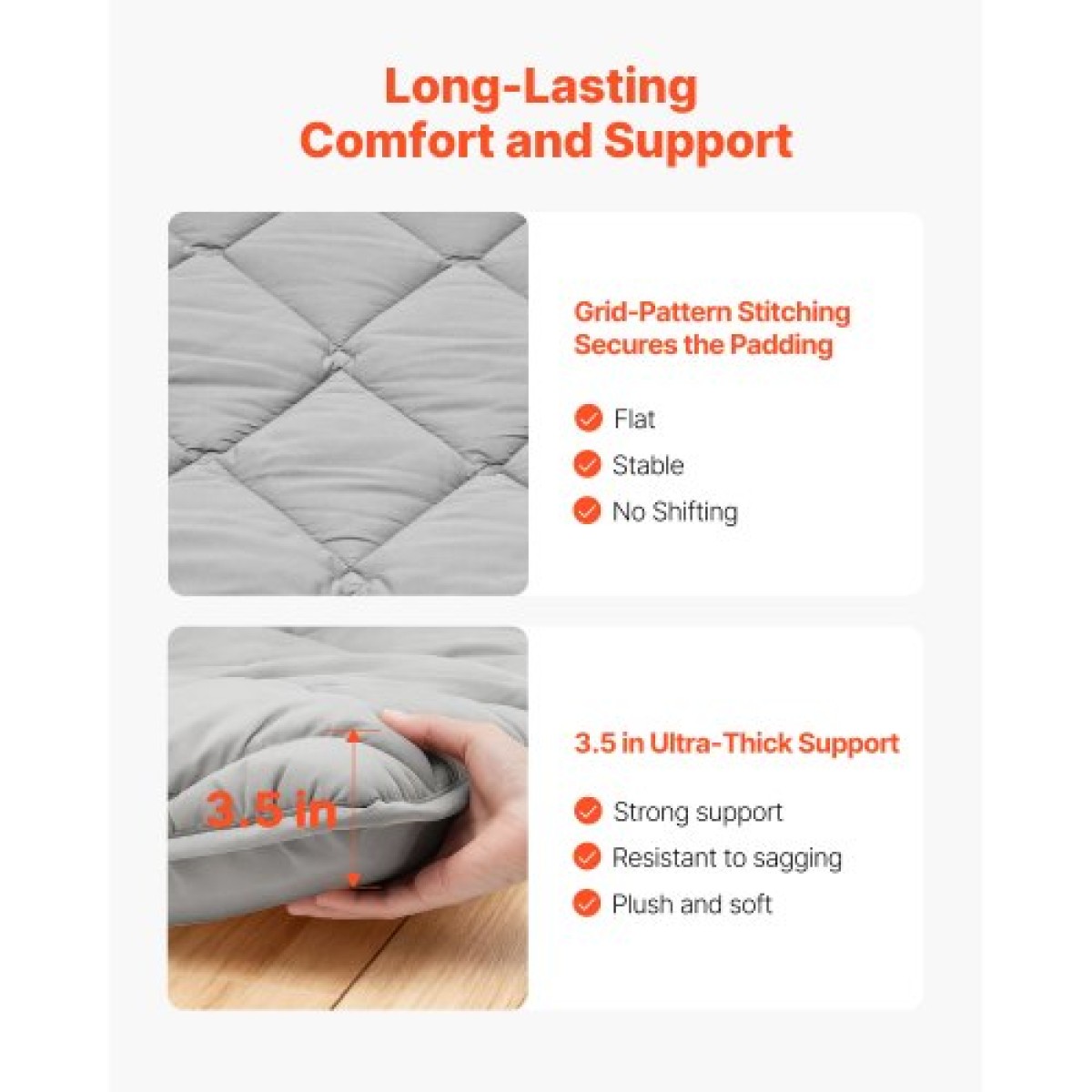 VEVOR Japanese Tatami Mat, Queen Size Πτυσσόμενο Γιαπωνέζικο Στρώμα Τατάμι, Στρώμα Futon με Αποθηκευτική Τσάντα & Στερέωμα, Χαλάκι δαπέδου 9 στρώσεων για ύπνο, κοιτώνα, διαλογισμός, γιόγκα, 2032 x 1524 x 89 mm, γκρι