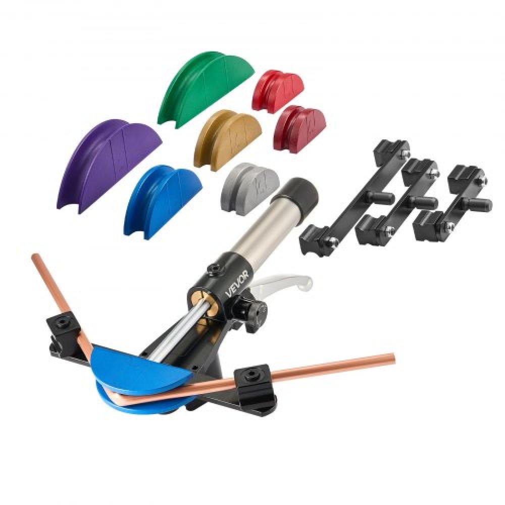VEVOR Hydraulic Tubing Bender Kit, 6 mm έως 22 mm, Χάλκινος σωλήνας Bender, Σετ εργαλείων κάμψης HVAC, 90° Bend, με 7 έγχρωμες μήτρες από κράμα αλουμινίου, για επισκευή αυτοκινήτου ψύξης κλιματισμού HVAC