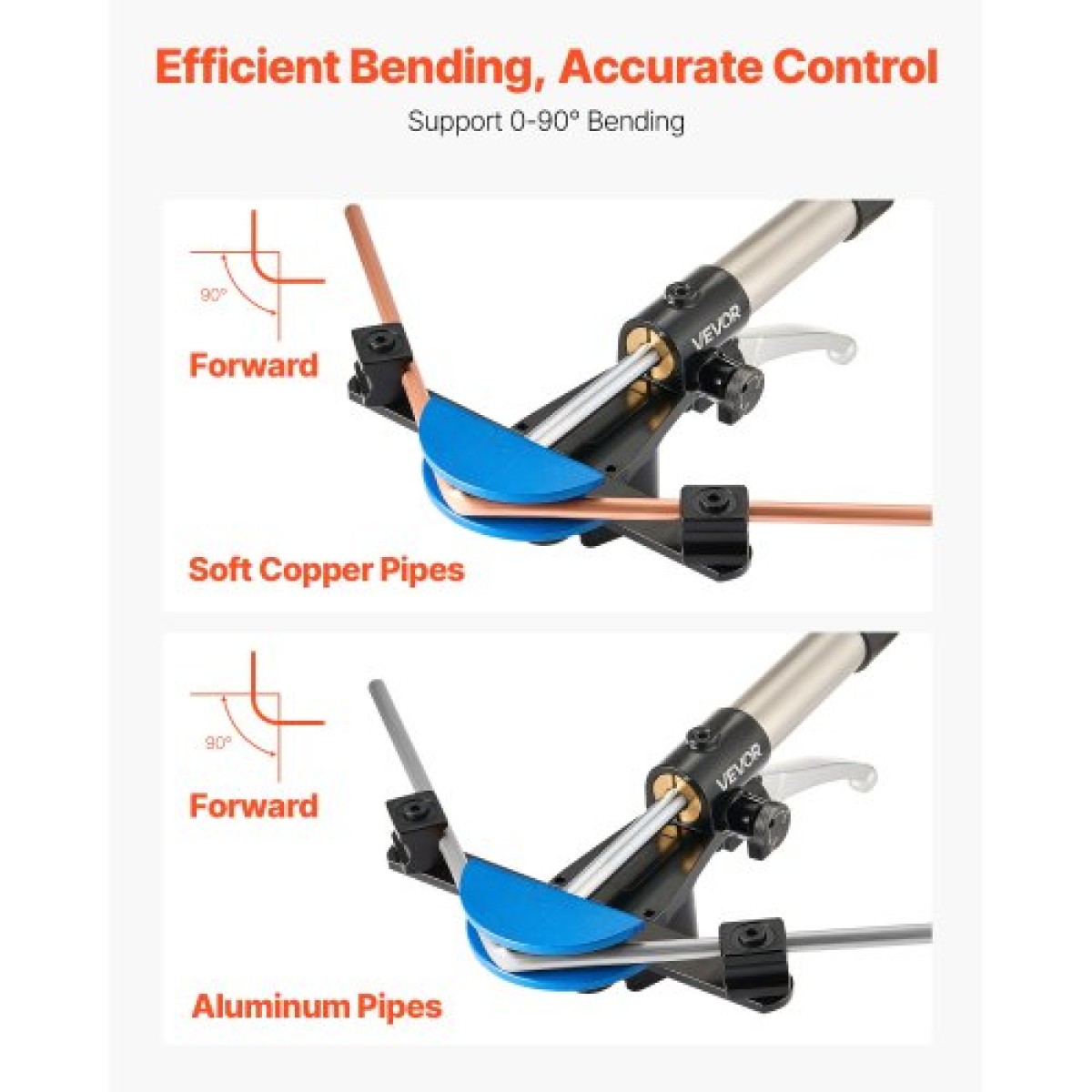 VEVOR Hydraulic Tubing Bender Kit, 6 mm έως 22 mm, Χάλκινος σωλήνας Bender, Σετ εργαλείων κάμψης HVAC, 90° Bend, με 7 έγχρωμες μήτρες από κράμα αλουμινίου, για επισκευή αυτοκινήτου ψύξης κλιματισμού HVAC