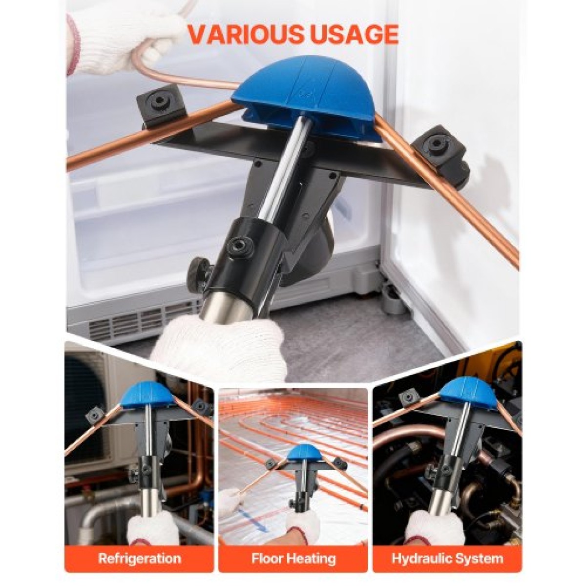 VEVOR Hydraulic Tubing Bender Kit, 6 mm έως 22 mm, Χάλκινος σωλήνας Bender, Σετ εργαλείων κάμψης HVAC, 90° Bend, με 7 έγχρωμες μήτρες από κράμα αλουμινίου, για επισκευή αυτοκινήτου ψύξης κλιματισμού HVAC