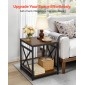 VEVOR End Table, Πλαϊνό Τραπέζι 2 επιπέδων με ανοιχτά ράφια αποθήκευσης, Κομοδίνο μοντέρνο κομοδίνο με μεταλλικό σκελετό X-Design, Ξύλινος καναπές σαλονάκι, υπνοδωμάτιο, γραφείο, κοιτώνας, καφέ