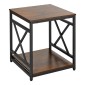 VEVOR End Table, Πλαϊνό Τραπέζι 2 επιπέδων με ανοιχτά ράφια αποθήκευσης, Κομοδίνο μοντέρνο κομοδίνο με μεταλλικό σκελετό X-Design, Ξύλινος καναπές σαλονάκι, υπνοδωμάτιο, γραφείο, κοιτώνας, καφέ