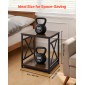VEVOR End Table, Πλαϊνό Τραπέζι 2 επιπέδων με ανοιχτά ράφια αποθήκευσης, Κομοδίνο μοντέρνο κομοδίνο με μεταλλικό σκελετό X-Design, Ξύλινος καναπές σαλονάκι, υπνοδωμάτιο, γραφείο, κοιτώνας, καφέ