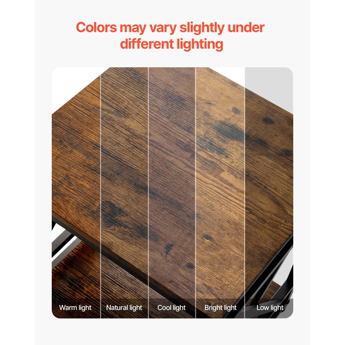 VEVOR End Table, Πλαϊνό Τραπέζι 2 επιπέδων με ανοιχτά ράφια αποθήκευσης, Κομοδίνο μοντέρνο κομοδίνο με μεταλλικό σκελετό X-Design, Ξύλινος καναπές σαλονάκι, υπνοδωμάτιο, γραφείο, κοιτώνας, καφέ