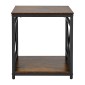 VEVOR End Table, Πλαϊνό Τραπέζι 2 επιπέδων με ανοιχτά ράφια αποθήκευσης, Κομοδίνο μοντέρνο κομοδίνο με μεταλλικό σκελετό X-Design, Ξύλινος καναπές σαλονάκι, υπνοδωμάτιο, γραφείο, κοιτώνας, καφέ