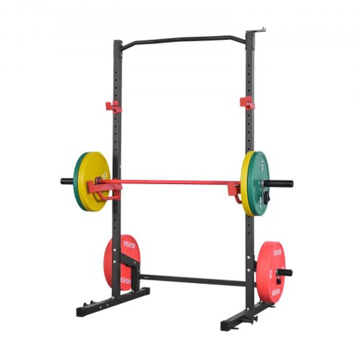 VEVOR Power Cage Squat Rack, Πολυλειτουργικό Power Rack Γυμναστήριο για το σπίτι, Εξοπλισμός προπόνησης δύναμης με 4 μανταλάκια, ρυθμιζόμενοι γάντζοι J και ράβδοι ασφαλείας για πάγκο τύπου Barbell Squat Pull-Up