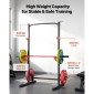 VEVOR Power Cage Squat Rack, Πολυλειτουργικό Power Rack Γυμναστήριο για το σπίτι, Εξοπλισμός προπόνησης δύναμης με 4 μανταλάκια, ρυθμιζόμενοι γάντζοι J και ράβδοι ασφαλείας για πάγκο τύπου Barbell Squat Pull-Up