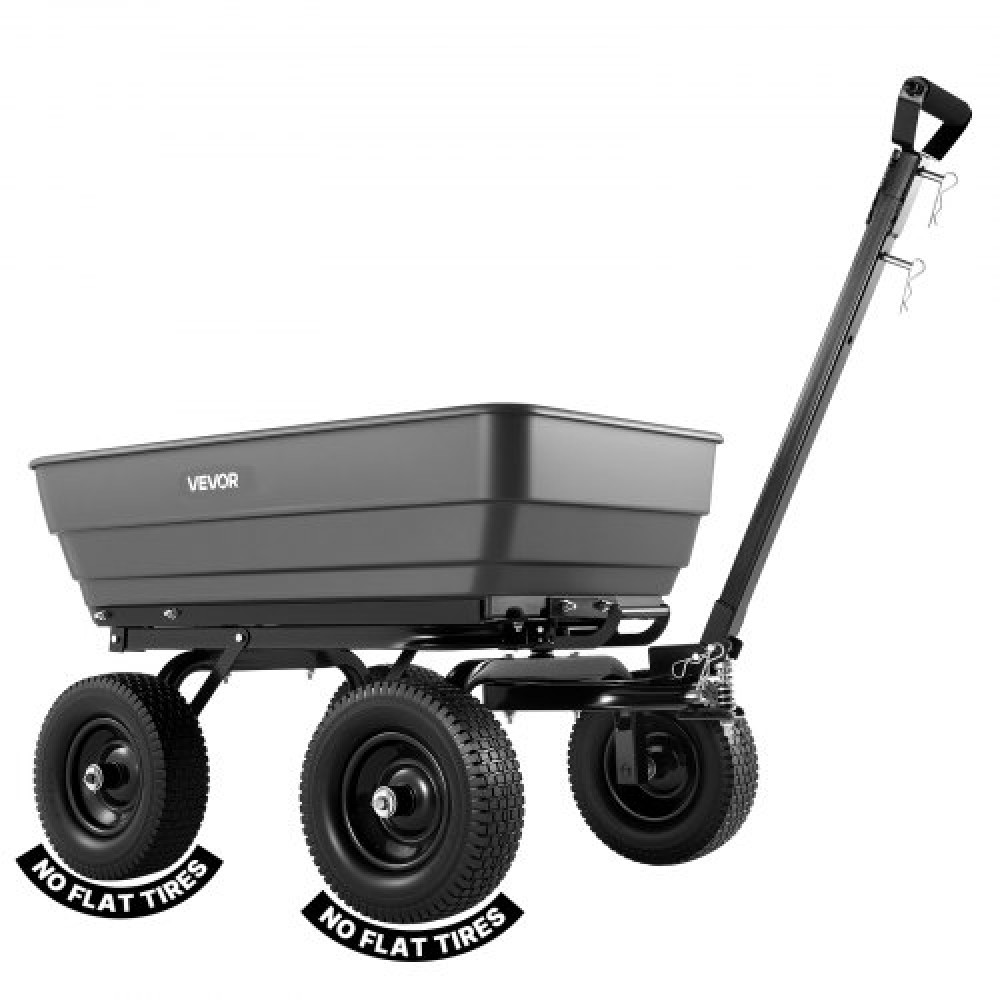 VEVOR Garden Dump Cart, 544 kg Poly Dump Cart, 7 Cu.Ft.Garden Carts Dumps Wagon με 2 σε 1 Μετατρέψιμη λαβή, Μηχανισμός Quick-Dumps 90°, περιστρεφόμενοι τροχοί 180°, Yard Wagon για φυτά, χώμα, καλλιέργειες