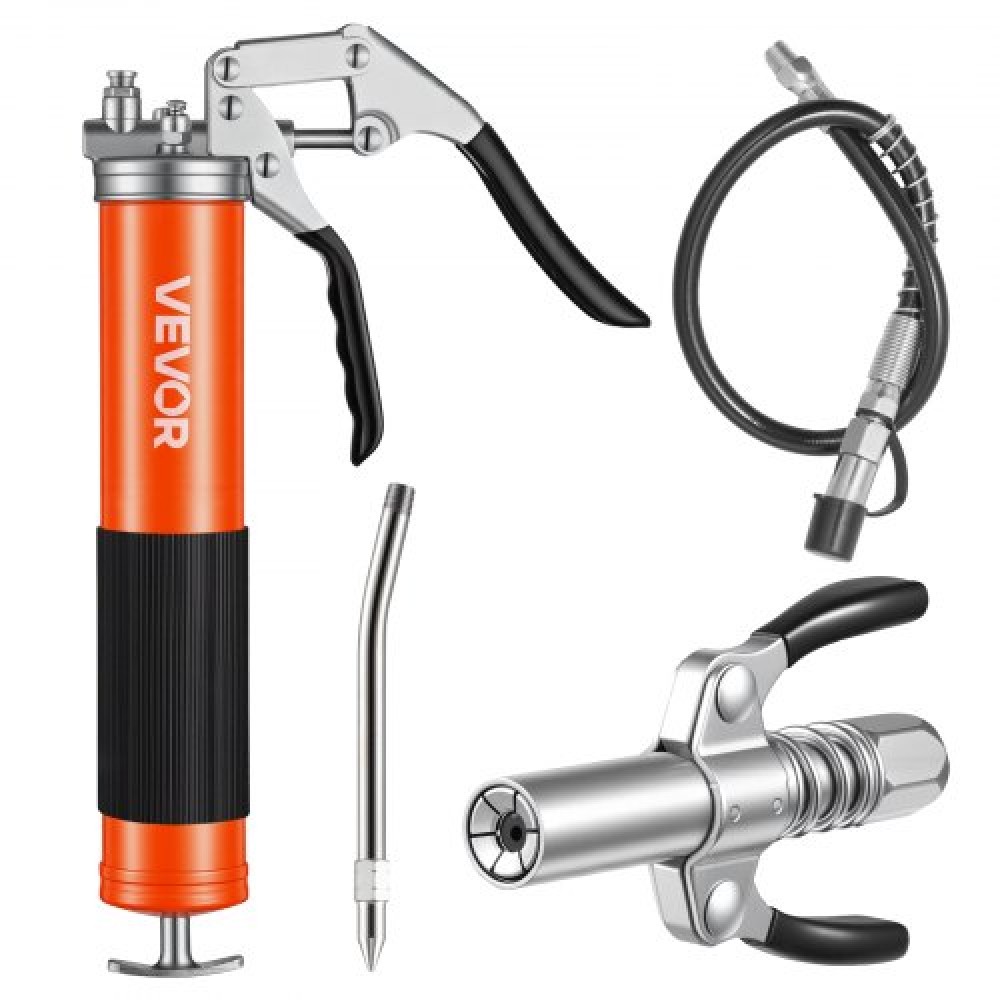 Γρασοβόλα VEVOR, 8000 PSI, Κιτ γράσου πιστολιού λαβής πιστολιού με χωρητικότητα 0,4 L, Περιλαμβάνει εύκαμπτο σωλήνα 46 cm, σύνδεσμο γράσου διπλής λαβής, άκαμπτο σωλήνα επέκτασης & ακροφύσιο αιχμηρού τύπου για αυτοκίνητα, θαλάσσια