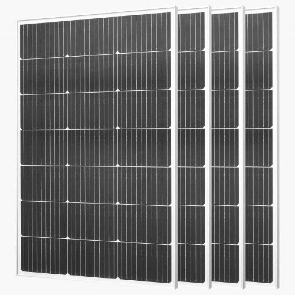 VEVOR 4PCS 100W Monocrystalline Solar Panels, 23% High-Efficiency Mono PV Module with Stable MC4 Output & Aluminum Frame, IP65 Waterproof Solar Panel for Car Boat RV Flat Rooftop Off-Grid Applications