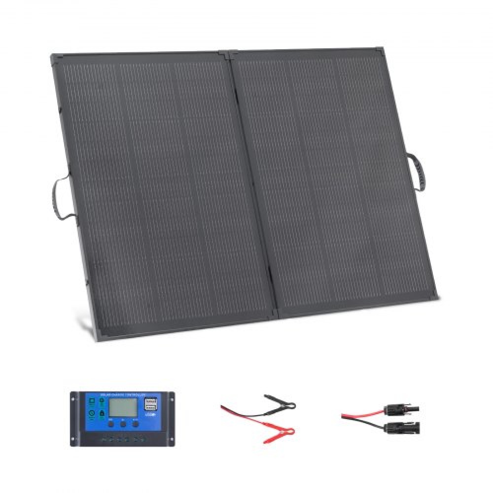 Πτυσσόμενο ηλιακό πάνελ VEVOR 200W με πλαίσιο, Φορητός μονοκρυσταλλικός φορτιστής ηλιακού πάνελ υψηλής απόδοσης 23% με ελεγκτή 30A PWM & έξοδο MC4, Αδιάβροχο IP67 για κάμπινγκ, πεζοπορία, ταξίδια με RV