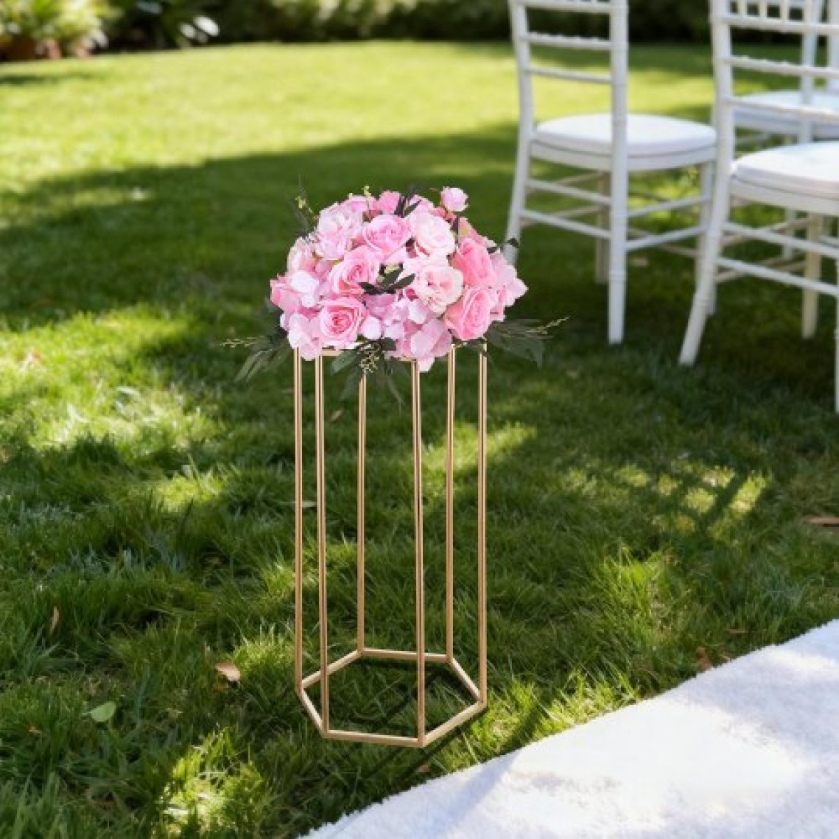 VEVOR Wedding Flower Stand, 10PCS 23,62 ιντσών Στάντ λουλουδιών, Floral Stand με ακρυλικό Laminate, Εξαγωνική κυβική φλοράλ επίστρωση για γάμο, πάρτι, γενέθλια, σπίτι, γαλλικά χρυσά stand