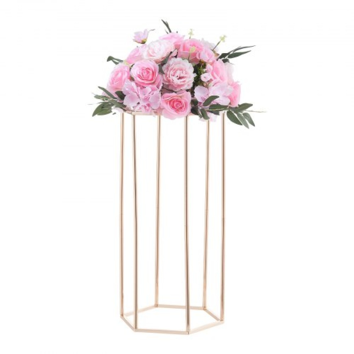 VEVOR Wedding Flower Stand, 10PCS 23,62 ιντσών Στάντ λουλουδιών, Floral Stand με ακρυλικό Laminate, Εξαγωνική κυβική φλοράλ επίστρωση για γάμο, πάρτι, γενέθλια, σπίτι, γαλλικά χρυσά stand