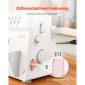 Ραπτομηχανή VEVOR Serger Overlock, 1250 βελονιές ανά λεπτό, ικανότητα κλωστών 2-3-4, ρυθμιζόμενη διαφορική τροφοδοσία 0,7-2, με ελεύθερο βραχίονα και φως LED, ραπτομηχανή για διάφορα υφάσματα, λευκό