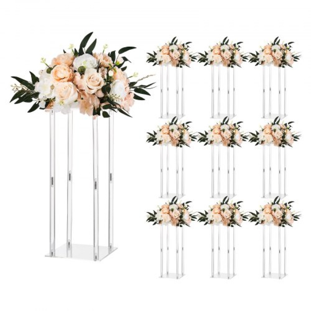 VEVOR Wedding Flower Stand, 10PCS 50cm Column Flower Stand, Floral Stand με Ακρυλικό Laminate, Κυλινδρικό Κυβικό Floral Βάση για Γάμο, Πάρτυ, Γενέθλια, Σπίτι, Βάσεις Κεντρικής