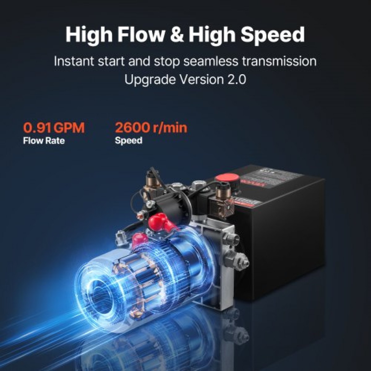 VEVOR 4 L Hydraulic Power Unit, Double Acting Dump Trailer Pump, 22 MPa Max Relief Pressure & 3,4 L/min Rate, DC 12V Hydraulic Pump with Metal Reservoir for Dump Trailer Car Lifting, Μαύρο