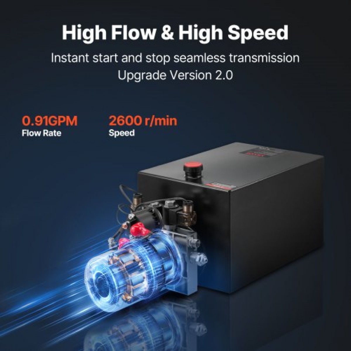VEVOR 20 L Hydraulic Power Unit, Double Acting Dump Trailer Pump, 22 MPa Max Relief Pressure & 3,4 L/min Rate, DC 12V Hydraulic Pump with Metal Reservoir for Dump Trailer Car Lifting