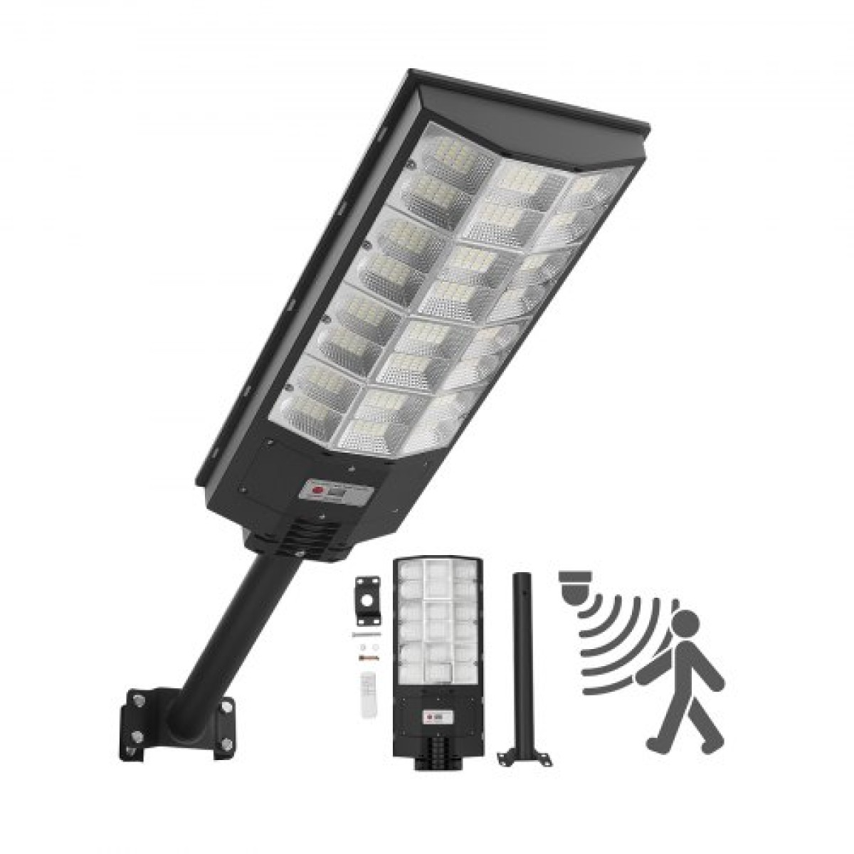 VEVOR 8000W Solar Street Light Outdoor, 450000LM, Επαγγελματικός Χώρος Στάθμευσης Light Dusk to Dawn, LED Flood Security Lamp with Motion Sensor, IP65 Waterproof Outdoor Light, for Driveway Yard, 1 Pack
