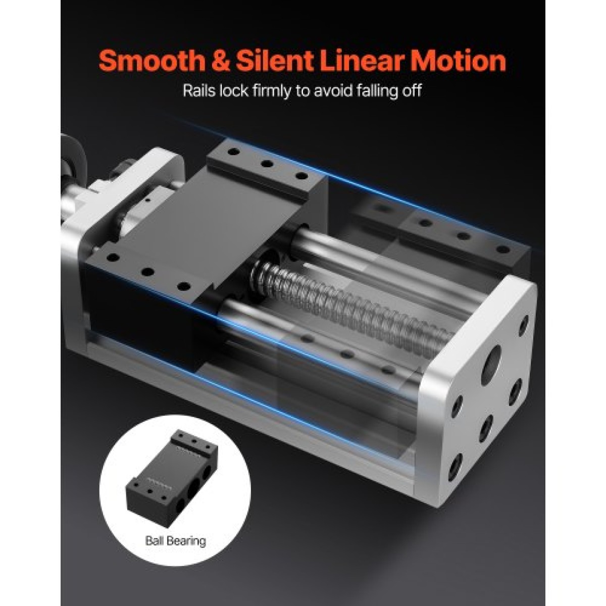 VEVOR Linear Stage Actuator, 100 mm Αποτελεσματική διαδρομή, Βιδωτή ράγα CNC Γραμμική Οδηγός Κίνησης, Διπλός Οπτικός Άξονας, C7 Υψηλής Ακρίβειας, Μπλοκ ρουλεμάν ολίσθησης, Χειροκίνητος τροχός, για δρομολογητή CNC άξονας X Y Z