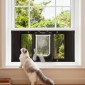 VEVOR Cat Door for Window, Ρυθμιζόμενη ώστε να προσαρμόζεται σε πλάτος παραθύρου 686-813 mm, 4 ασφαλείς λειτουργίες κλειδώματος, πλαίσιο αλουμινίου και γυαλί υψηλής διαφάνειας, μαγνητικό κλείσιμο, πόρτα κατοικίδιων ζώων γρήγορης προσαρμογής για γάτες, μαύ
