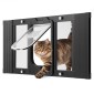 VEVOR Cat Door for Window, Ρυθμιζόμενη ώστε να προσαρμόζεται σε πλάτος παραθύρου 686-813 mm, 4 ασφαλείς λειτουργίες κλειδώματος, πλαίσιο αλουμινίου και γυαλί υψηλής διαφάνειας, μαγνητικό κλείσιμο, πόρτα κατοικίδιων ζώων γρήγορης προσαρμογής για γάτες, μαύ