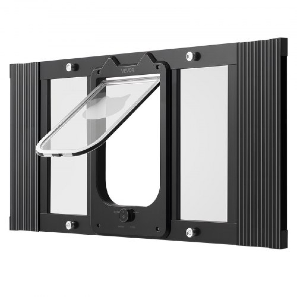 VEVOR Cat Door for Window, Ρυθμιζόμενη ώστε να προσαρμόζεται σε πλάτος παραθύρου 686-813 mm, 4 ασφαλείς λειτουργίες κλειδώματος, πλαίσιο αλουμινίου και γυαλί υψηλής διαφάνειας, μαγνητικό κλείσιμο, πόρτα κατοικίδιων ζώων γρήγορης προσαρμογής για γάτες, μαύ
