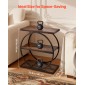 VEVOR End Table, Τραπεζάκι στενό 3 επιπέδων με ανοιχτά ράφια αποθήκευσης, κομοδίνο μοντέρνο κομοδίνο με στρογγυλό μεταλλικό σκελετό, Ξύλινος καναπές Τραπέζι καφέ για σαλόνι, υπνοδωμάτιο, γραφείο, ρουστίκ καφέ