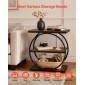 VEVOR End Table, Τραπεζάκι στενό 3 επιπέδων με ανοιχτά ράφια αποθήκευσης, κομοδίνο μοντέρνο κομοδίνο με στρογγυλό μεταλλικό σκελετό, Ξύλινος καναπές Τραπέζι καφέ για σαλόνι, υπνοδωμάτιο, γραφείο, ρουστίκ καφέ