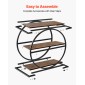 VEVOR End Table, Τραπεζάκι στενό 3 επιπέδων με ανοιχτά ράφια αποθήκευσης, κομοδίνο μοντέρνο κομοδίνο με στρογγυλό μεταλλικό σκελετό, Ξύλινος καναπές Τραπέζι καφέ για σαλόνι, υπνοδωμάτιο, γραφείο, ρουστίκ καφέ