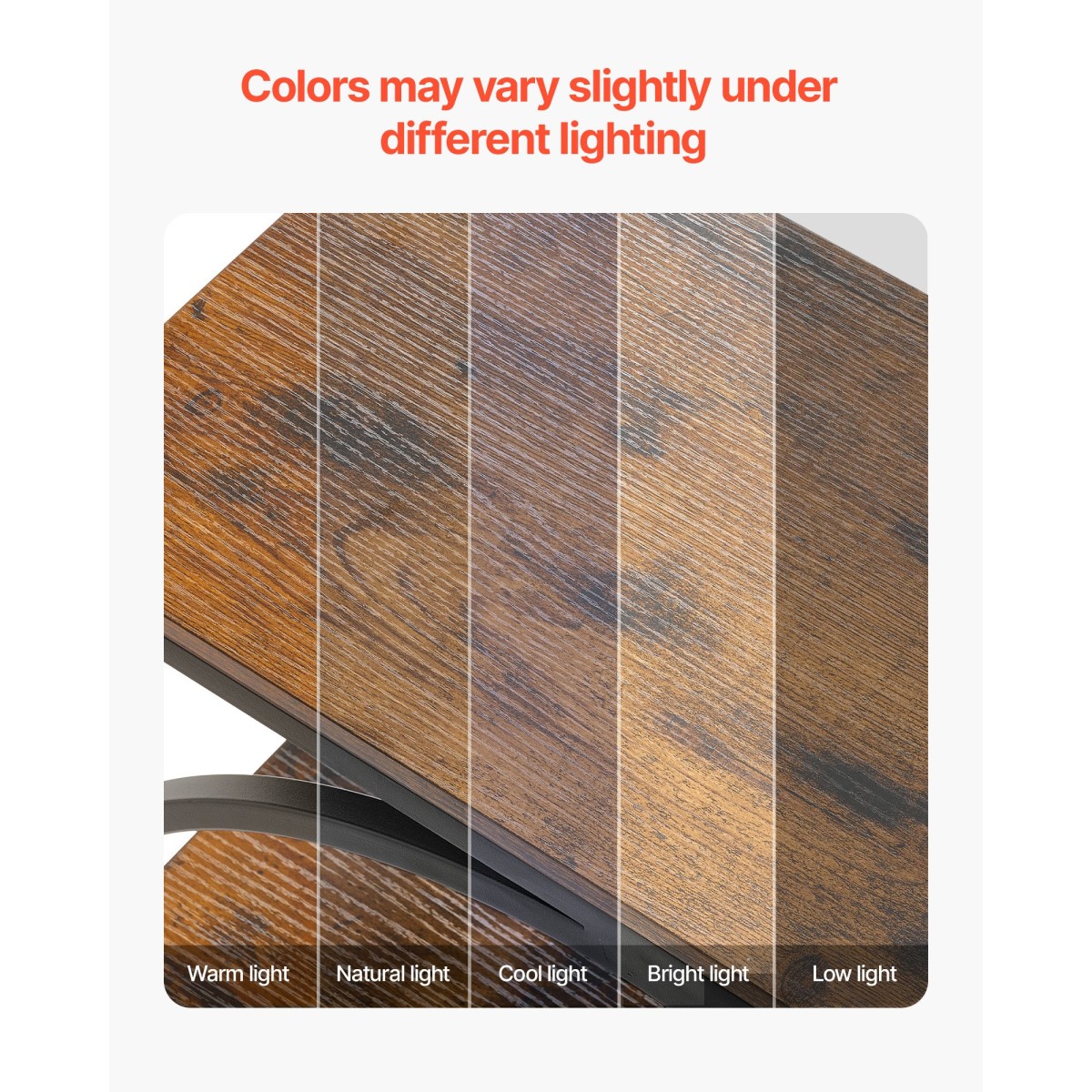 VEVOR End Table, Τραπεζάκι στενό 3 επιπέδων με ανοιχτά ράφια αποθήκευσης, κομοδίνο μοντέρνο κομοδίνο με στρογγυλό μεταλλικό σκελετό, Ξύλινος καναπές Τραπέζι καφέ για σαλόνι, υπνοδωμάτιο, γραφείο, ρουστίκ καφέ