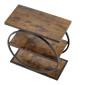 VEVOR End Table, Τραπεζάκι στενό 3 επιπέδων με ανοιχτά ράφια αποθήκευσης, κομοδίνο μοντέρνο κομοδίνο με στρογγυλό μεταλλικό σκελετό, Ξύλινος καναπές Τραπέζι καφέ για σαλόνι, υπνοδωμάτιο, γραφείο, ρουστίκ καφέ