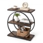 VEVOR End Table, Τραπεζάκι στενό 3 επιπέδων με ανοιχτά ράφια αποθήκευσης, κομοδίνο μοντέρνο κομοδίνο με στρογγυλό μεταλλικό σκελετό, Ξύλινος καναπές Τραπέζι καφέ για σαλόνι, υπνοδωμάτιο, γραφείο, ρουστίκ καφέ