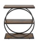 VEVOR End Table, Τραπεζάκι στενό 3 επιπέδων με ανοιχτά ράφια αποθήκευσης, κομοδίνο μοντέρνο κομοδίνο με στρογγυλό μεταλλικό σκελετό, Ξύλινος καναπές Τραπέζι καφέ για σαλόνι, υπνοδωμάτιο, γραφείο, ρουστίκ καφέ