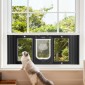 VEVOR Cat Door for Window, Ρυθμιζόμενη ώστε να ταιριάζει σε πλάτος παραθύρου 787-914 mm, 4 ασφαλείς λειτουργίες κλειδώματος, πλαίσιο αλουμινίου και γυαλί υψηλής διαφάνειας, μαγνητικό κλείσιμο, αδιάβροχη πόρτα κατοικίδιων ζώων για γάτες, Μαύρο