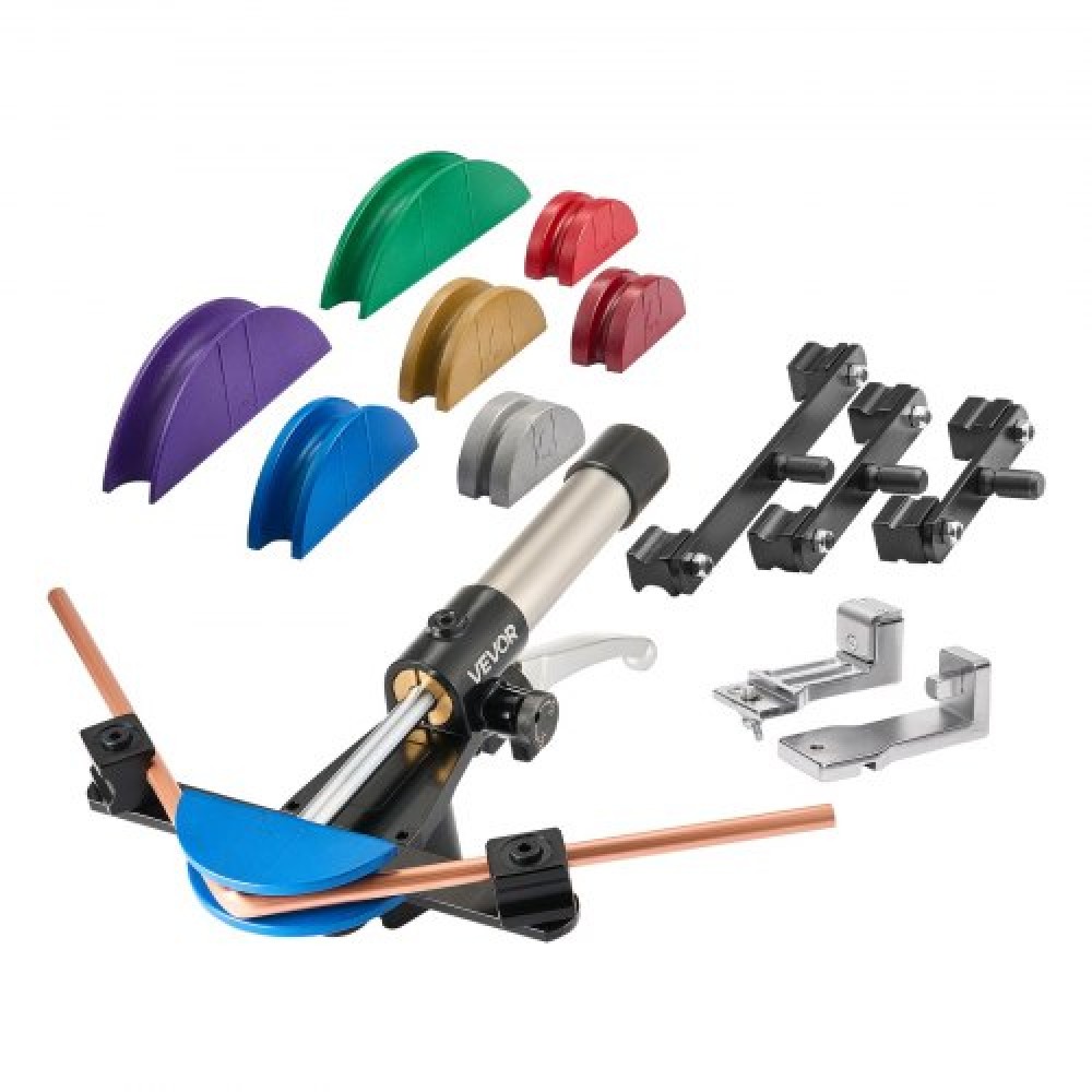 VEVOR Hydraulic Tubing Bender Kit, 6 mm έως 22 mm, Χάλκινος σωλήνας Bender, Εργαλείο κάμψης HVAC προς τα εμπρός/όπισθεν, με 7 έγχρωμες μήτρες από κράμα αλουμινίου, για αυτόματη επισκευή ψυκτικού συστήματος κλιματισμού HVAC
