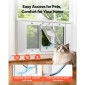 VEVOR Cat Door for Window, Ρυθμιζόμενη ώστε να ταιριάζει πλάτος παραθύρου 787-914 mm, 4 ασφαλείς λειτουργίες κλειδώματος, πλαίσιο αλουμινίου και γυαλί υψηλής διαφάνειας, μαγνητικό κλείσιμο, αδιάβροχη πόρτα κατοικίδιων ζώων για γάτες, λευκό