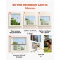VEVOR Cat Door for Window, Ρυθμιζόμενη ώστε να ταιριάζει πλάτος παραθύρου 787-914 mm, 4 ασφαλείς λειτουργίες κλειδώματος, πλαίσιο αλουμινίου και γυαλί υψηλής διαφάνειας, μαγνητικό κλείσιμο, αδιάβροχη πόρτα κατοικίδιων ζώων για γάτες, λευκό