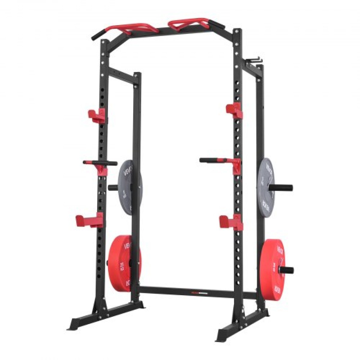 VEVOR Power Cage Power Rack, Πολυλειτουργικό Barbell Squat Rack με ρυθμιζόμενο ύψος, Home Gym Strength Training Training Εξοπλισμός προπόνησης με J-Hoks & περισσότερο εξάρτημα γυμναστικής για πάγκο τύπου Pull-Up Dips