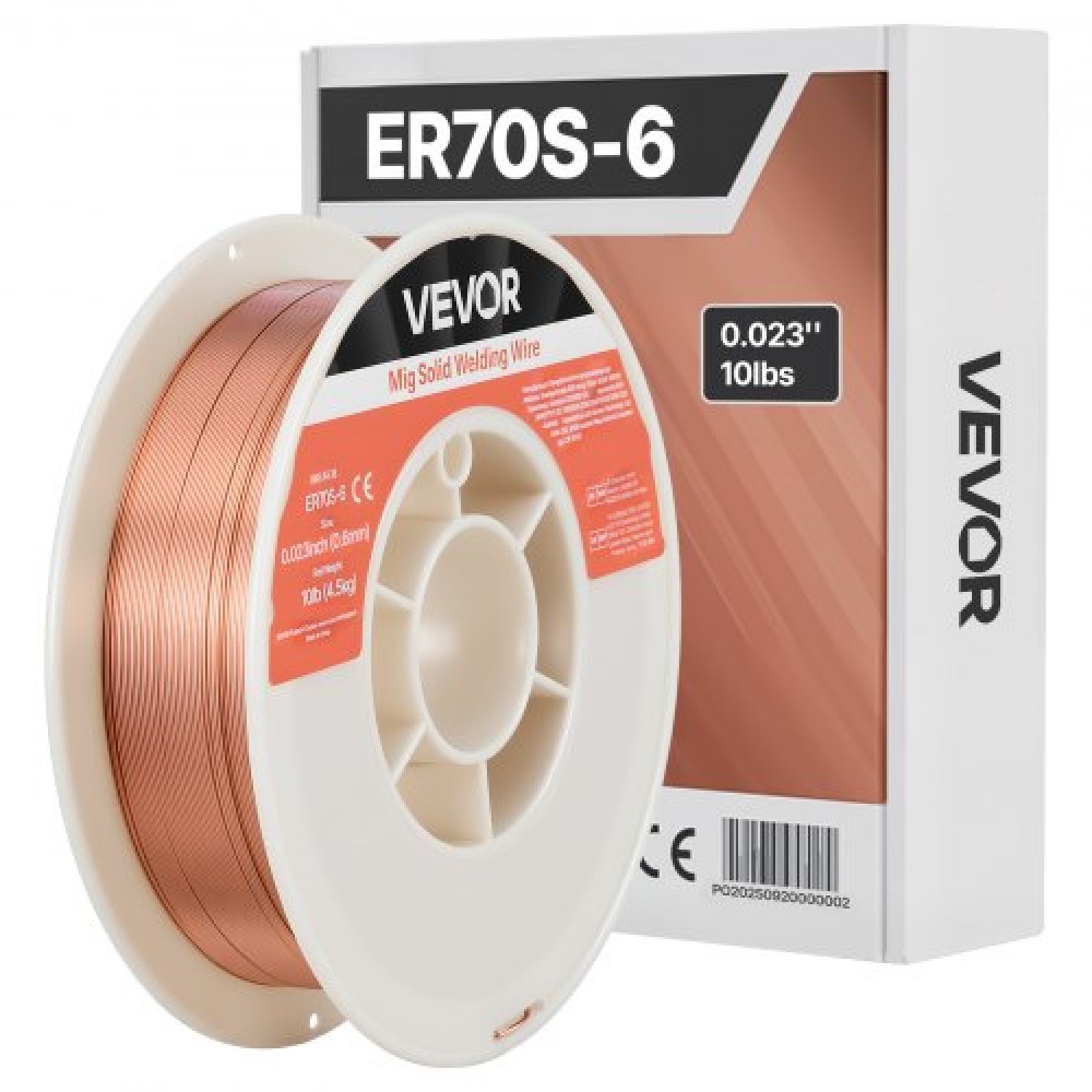 Σύρμα συγκόλλησης VEVOR Solid MIG, ER70S-6 0,6mm 4,5kg, Σύρμα συγκόλλησης από ήπιο χάλυβα χαμηλής πιτσιλίσματος με υψηλούς αποοξειδωτές για συγκόλληση με θωράκιση αερίου σε όλες τις θέσεις