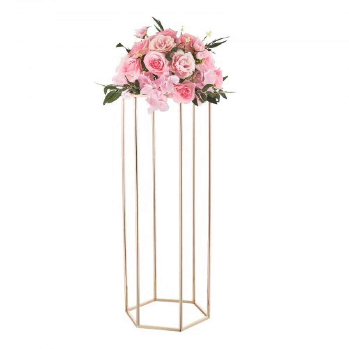 VEVOR Wedding Flower Stand, 10PCS 31,5 ιντσών Stand λουλουδιών, Floral stands with Acrylic Laminate, Hexagonal Cubic Floral Display Rack for Wedding, Party, Birthday, Home, French Gold Stand