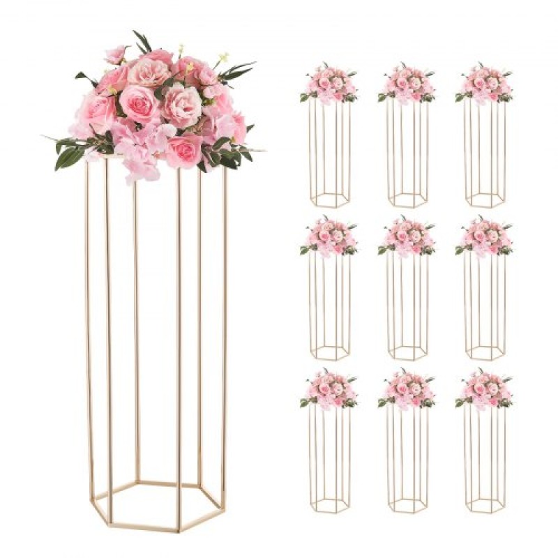 VEVOR Wedding Flower Stand, 10PCS 31,5 ιντσών Stand λουλουδιών, Floral stands with Acrylic Laminate, Hexagonal Cubic Floral Display Rack for Wedding, Party, Birthday, Home, French Gold Stand