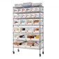 Βάση αποθήκευσης κυλιόμενου κάδου VEVOR 7 επιπέδων, 24 κάδοι οργάνωσης, σύστημα ραφιών από ατσάλινο σύρμα αποθήκευσης με ρόδες, κινητή οργάνωση εργαλείων για γκαράζ, αποθήκη, γραφείο, εστιατόριο, τάξη, κουζίνα