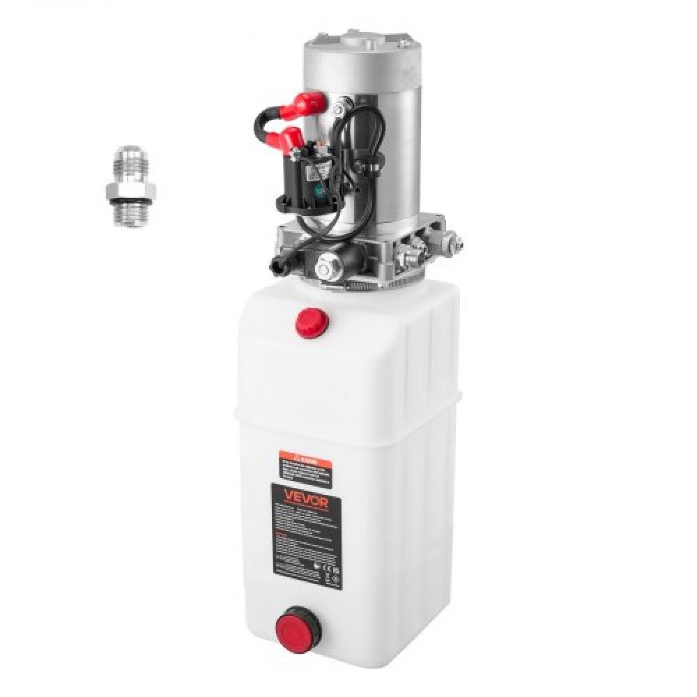 VEVOR 6 L Hydraulic Power Unit, Single Acting Dump Trailer Pump, 22 MPa Max Relief Pressure & 3,4 L/min Rate, DC 12V Hydraulic Pump with Metal Reservoir for Dump Trailer Car Lifting, Λευκό