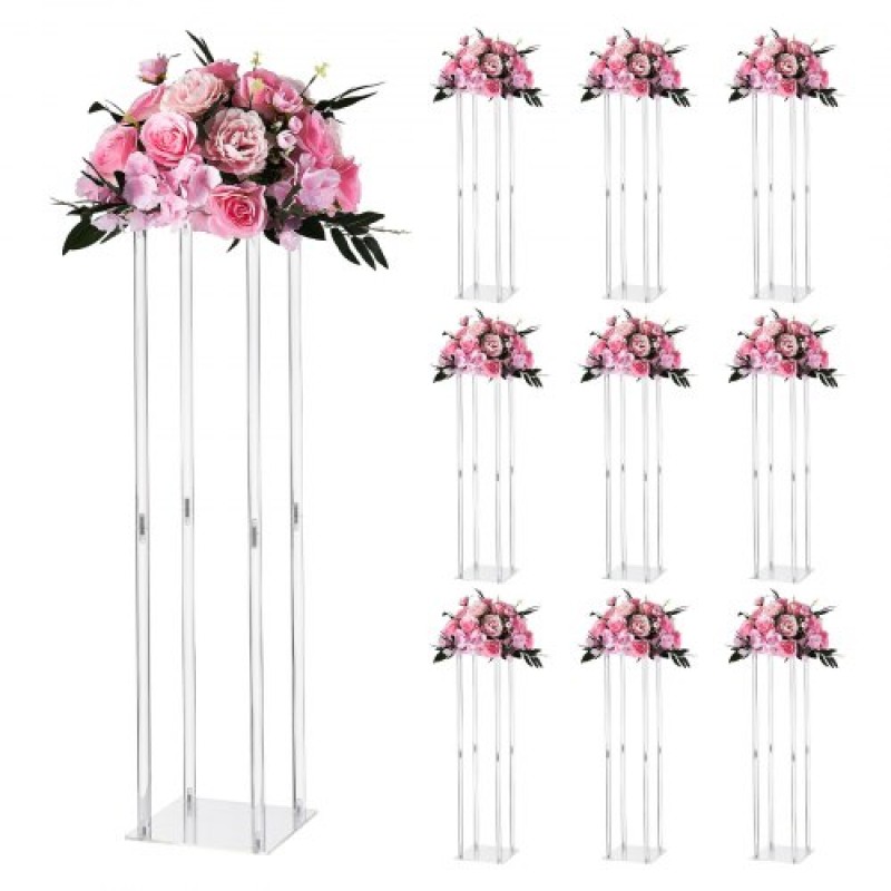 VEVOR Wedding Flower Stand, 10PCS 80cm Στάντ λουλουδιών, Floral Stand με Ακρυλικό Laminate, Κυλινδρική Κυβική Λουλουδένια Βάση για Γάμο, Πάρτυ, Γενέθλια, Σπίτι, Κεντρικά Στάντ