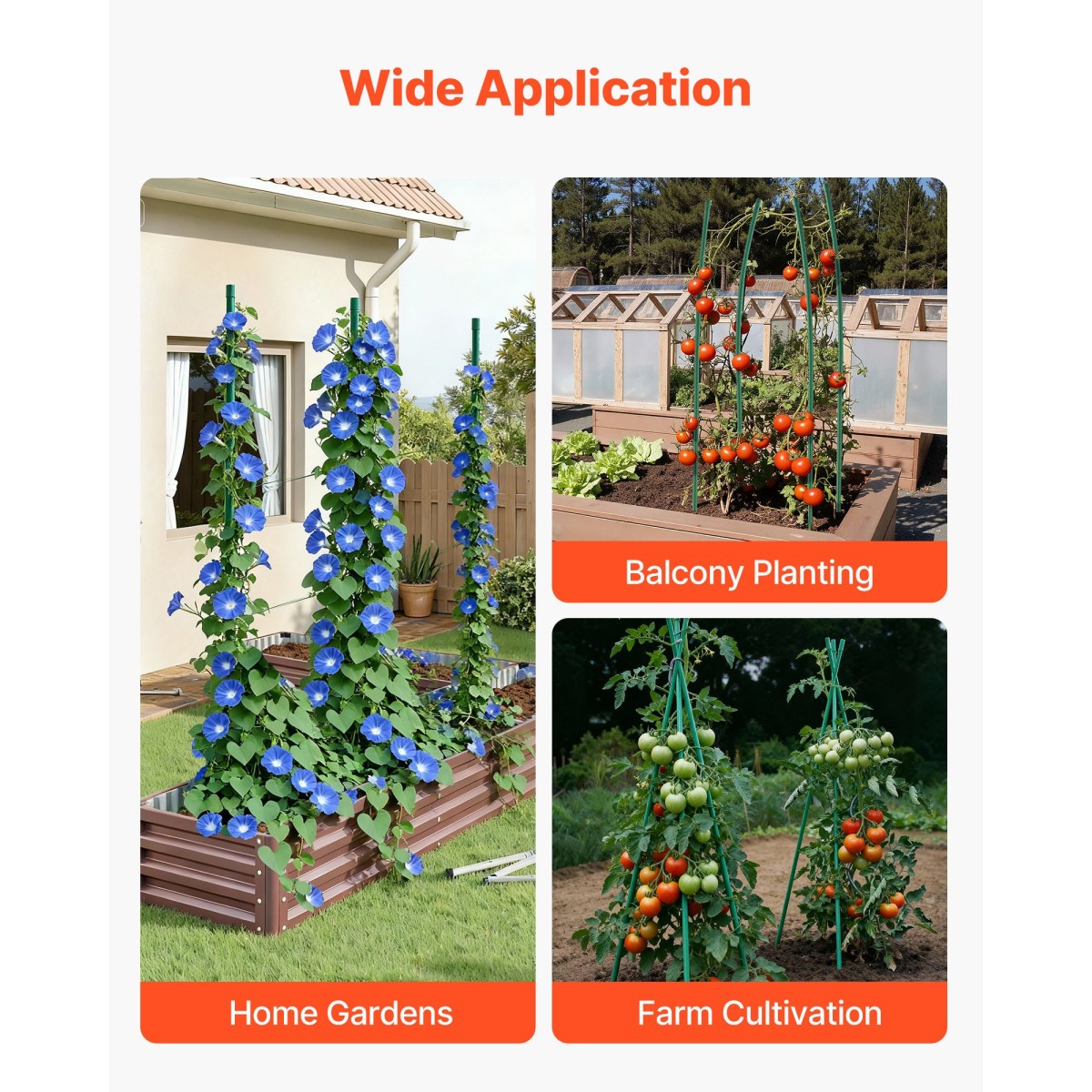VEVOR Garden Stakes, 25 Pack, 1800 mm, Μεταλλικοί πάσσαλοι ντομάτας με πλαστική επικάλυψη, Garden Sticks για υποστήριξη φυτών, με μυτερό άκρο και αντιολισθητικά εξογκώματα για καλλιέργεια αναρριχώμενων φυτών, λαχανικά εξωτερικού χώρου