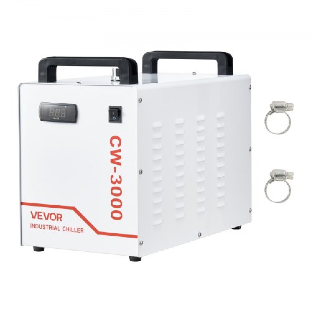 VEVOR Industrial Water Cooler, CW-3000, Industrial Water Cooler Cooling System with 9 L Tank Capacity, 10 L/min Max Flow, Cooling Machine with High-Speed Fan, for 65W Laser Engraving & Cutting Machine