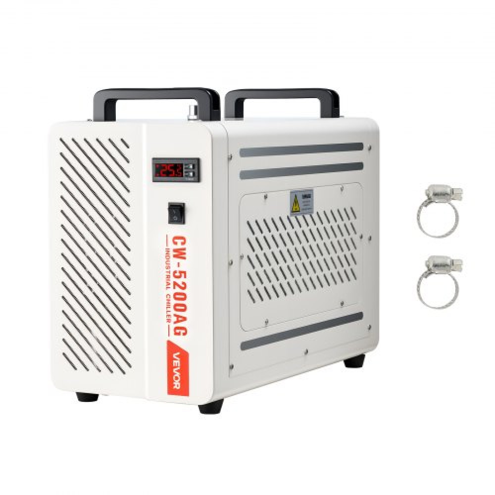 VEVOR Industrial Water Chiller, 1600W, Industrial Water Cooler Cooling System with Compressor, 7 L Tank Capacity, 13 L/min Max Flow Rate, Laser Chiller, for CO2 Laser Tube Engraving & Cutting Machine